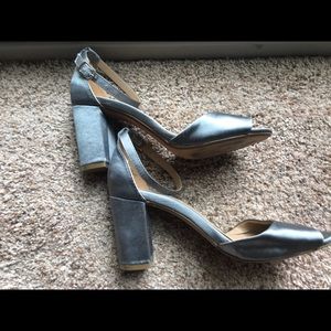 Steve Madden Blue Satin Block Heels 7